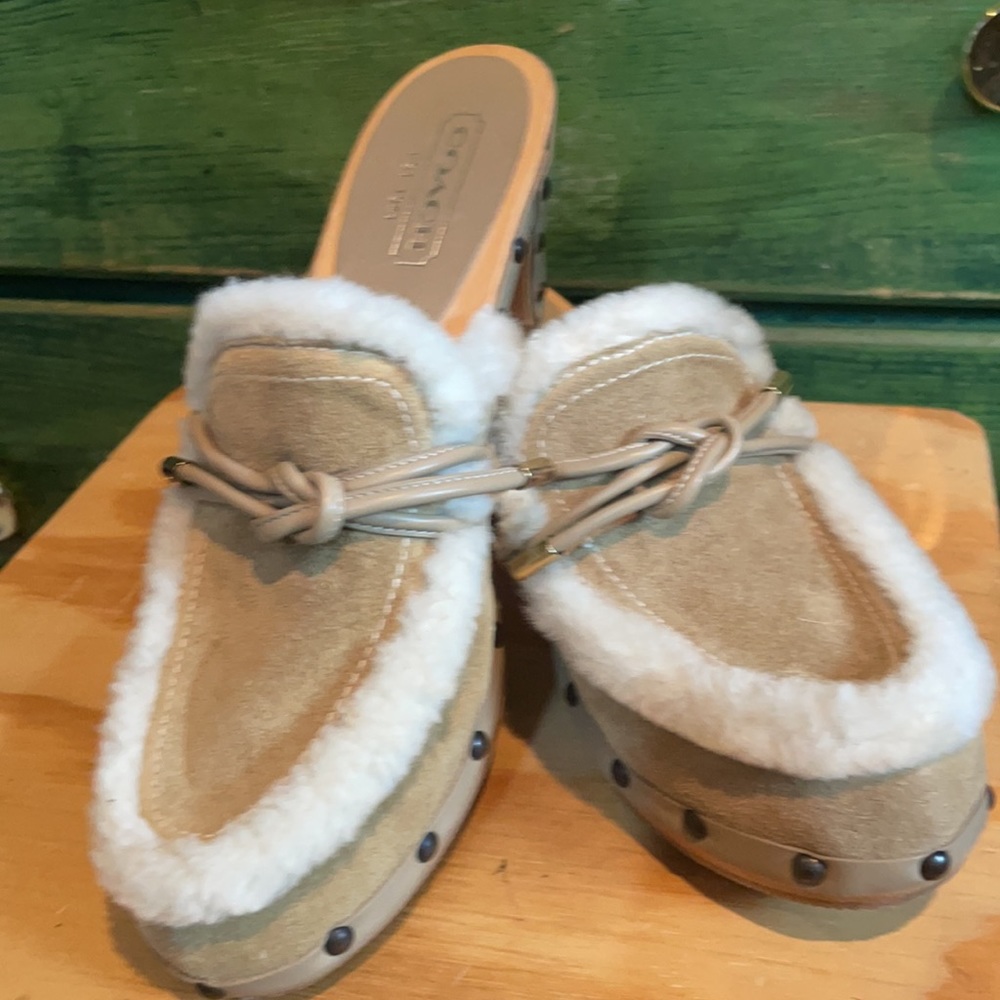 Coach suede fur mules made in Italy size 7